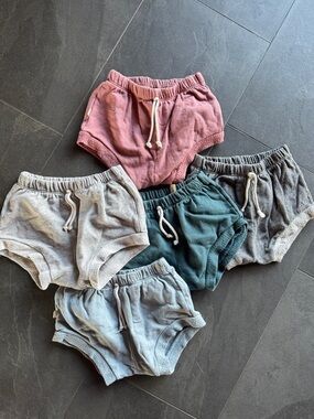 Kids Cozy Terry Drawstring Shorts - Pink, Gray, Teal, Light Blue